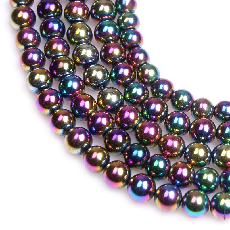 JOE FOREMAN 8mm Round Multicolored Hematite Gemstone Beads for DIY Jewelry Making 15" - Image 3